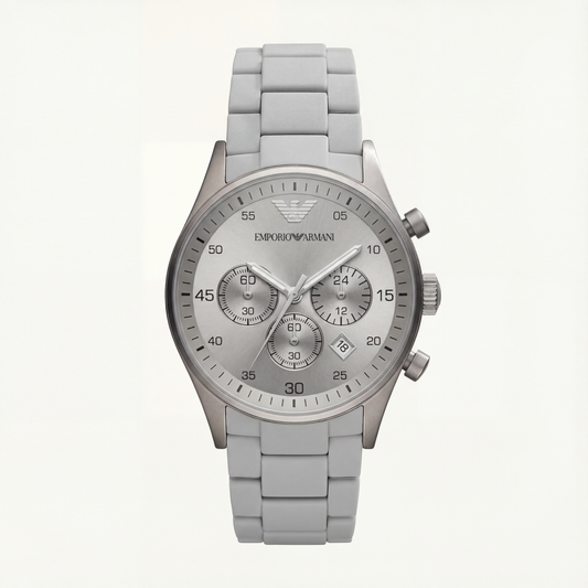 Silver Grey Chronograph Stainless Steel Men’s Watch