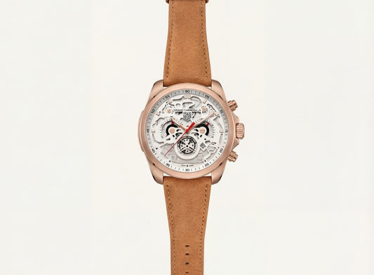 Skeleton Chronograph Men’s Watch with Rose Gold Case