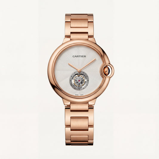 Rose Gold Open Heart Luxury Watch with White Guilloché Dial
