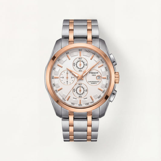 Men’s Silver & Rose Gold Chronograph Style Watch – Premium Design