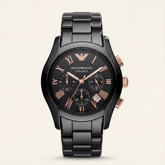 Midnight Black Rose-Gold Chronograph Ceramic Watch