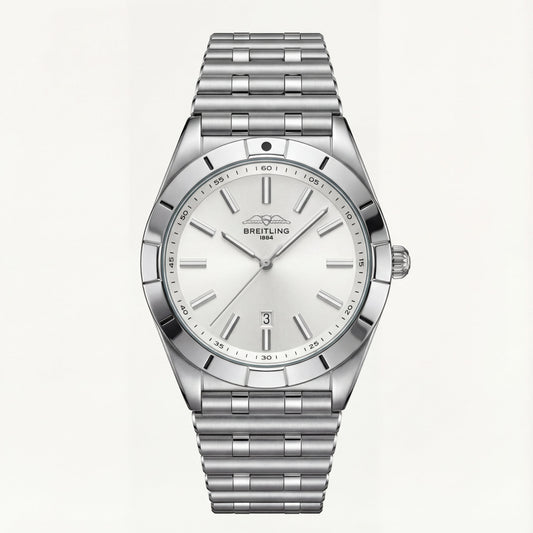 Silver White Sunray Dial Stainless Steel Luxury Men’s Watch