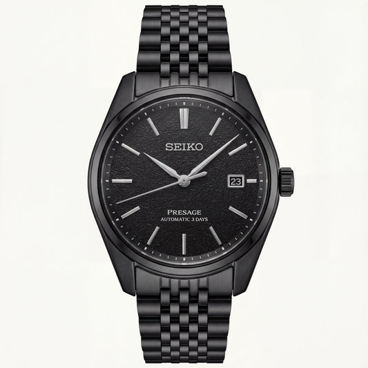 Black Textured Dial Automatic Power Reserve Men’s Watch