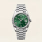 Emerald Fluted Bezel Steel Watch