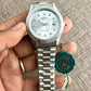 Premium Silver Luxury Watch Ice Silver Dial Diamond Style Hour Markers Fluted Bezel Jubilee Bracelet Classic Luxury Watch – Men