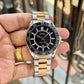 Premium Two-Tone Stainless Steel Sport Watch Black Dial Rotating Bezel Date Display Luxury Watch – Men