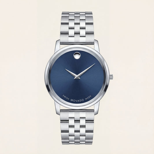 Deep Blue Minimalist Silver Men’s Watch