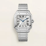 Silver Square Automatic Roman Dial Steel Watch