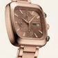Rose Gold Square Chronograph Men’s Watch with Day–Date Display