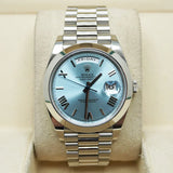 Premium Silver Luxury Watch Ice Blue Dial Roman Numerals Smooth Bezel Jubilee Bracelet Classic Luxury Watch – Men