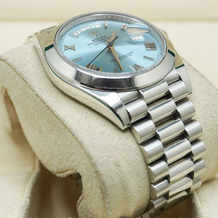 Premium Silver Luxury Watch Ice Blue Dial Roman Numerals Smooth Bezel Jubilee Bracelet Classic Luxury Watch – Men