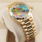 Premium Gold Stainless Steel Watch Sky Blue Multicolor Puzzle Dial Fluted Bezel Statement Luxury Watch – Men