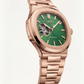 Rose Gold Green Dial Open-Heart Automatic Watch