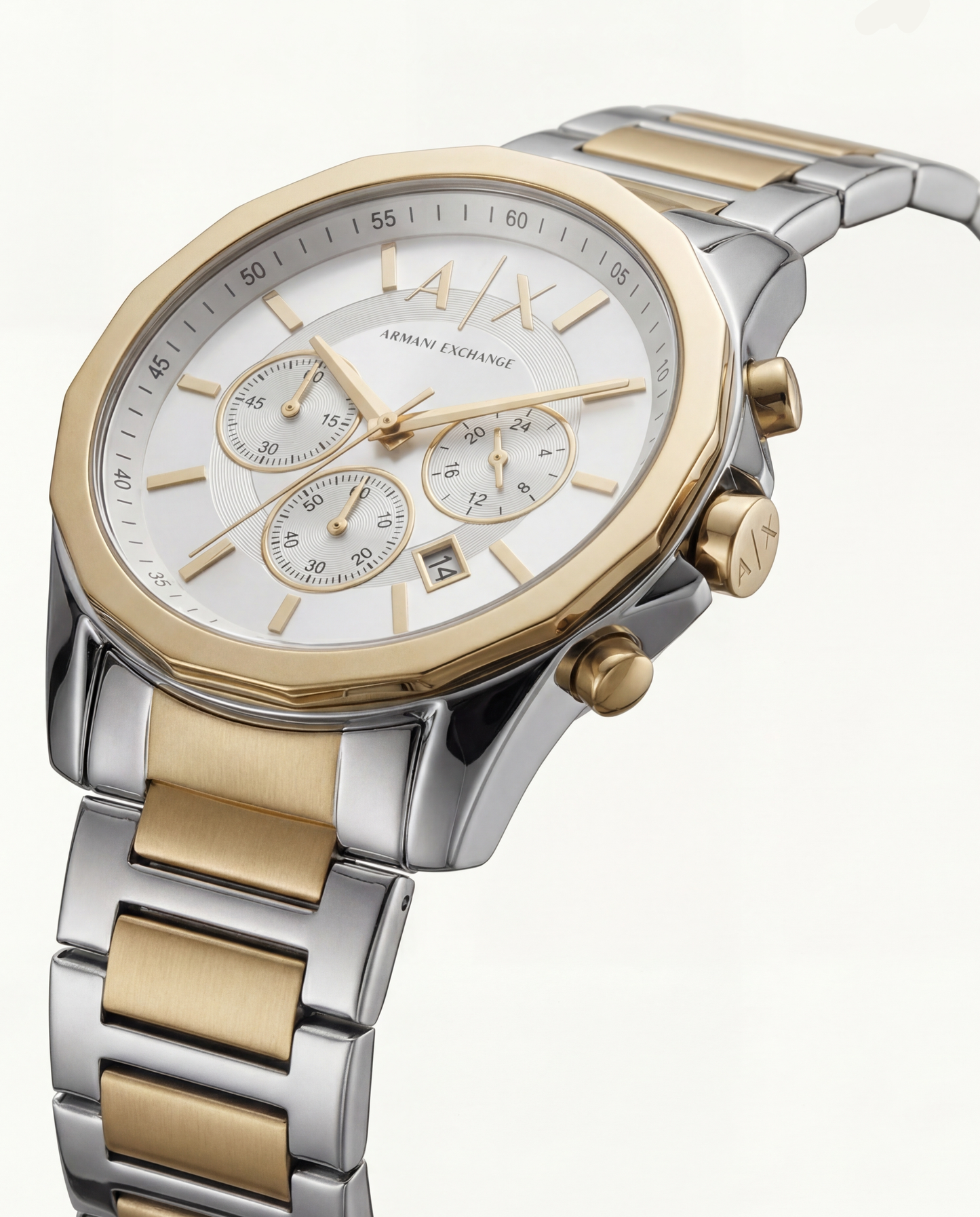 Centrix Ivory Silver–Gold Chronograph Watch