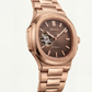 Rose Gold Brown Dial Open-Heart Automatic Watch