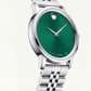 Silver Green Minimal Dial Stainless Steel Watch
