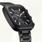 Matte Black Square Chronograph Men’s Watch with Dual Dial Display