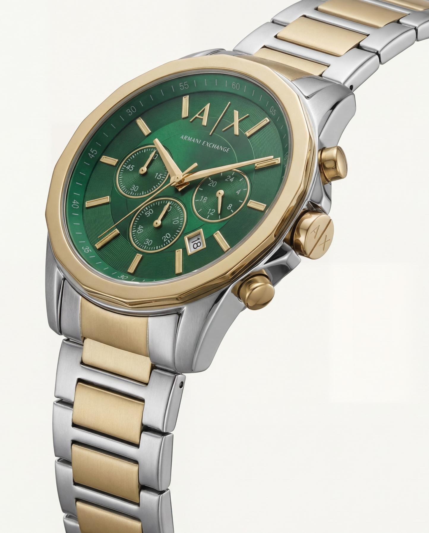 Centrix Emerald Green Two-Tone Chronograph Watch