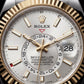 Dual-Tone Gold Fluted Bezel White Dial Luxury Men’s Watch with Rubber Strap