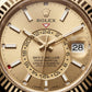 Gold Dial Fluted Bezel Luxury Men’s Watch with Black Rubber Strap
