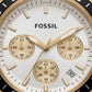 Luxury Gold Steel White Chronograph Dial Men’s Watch