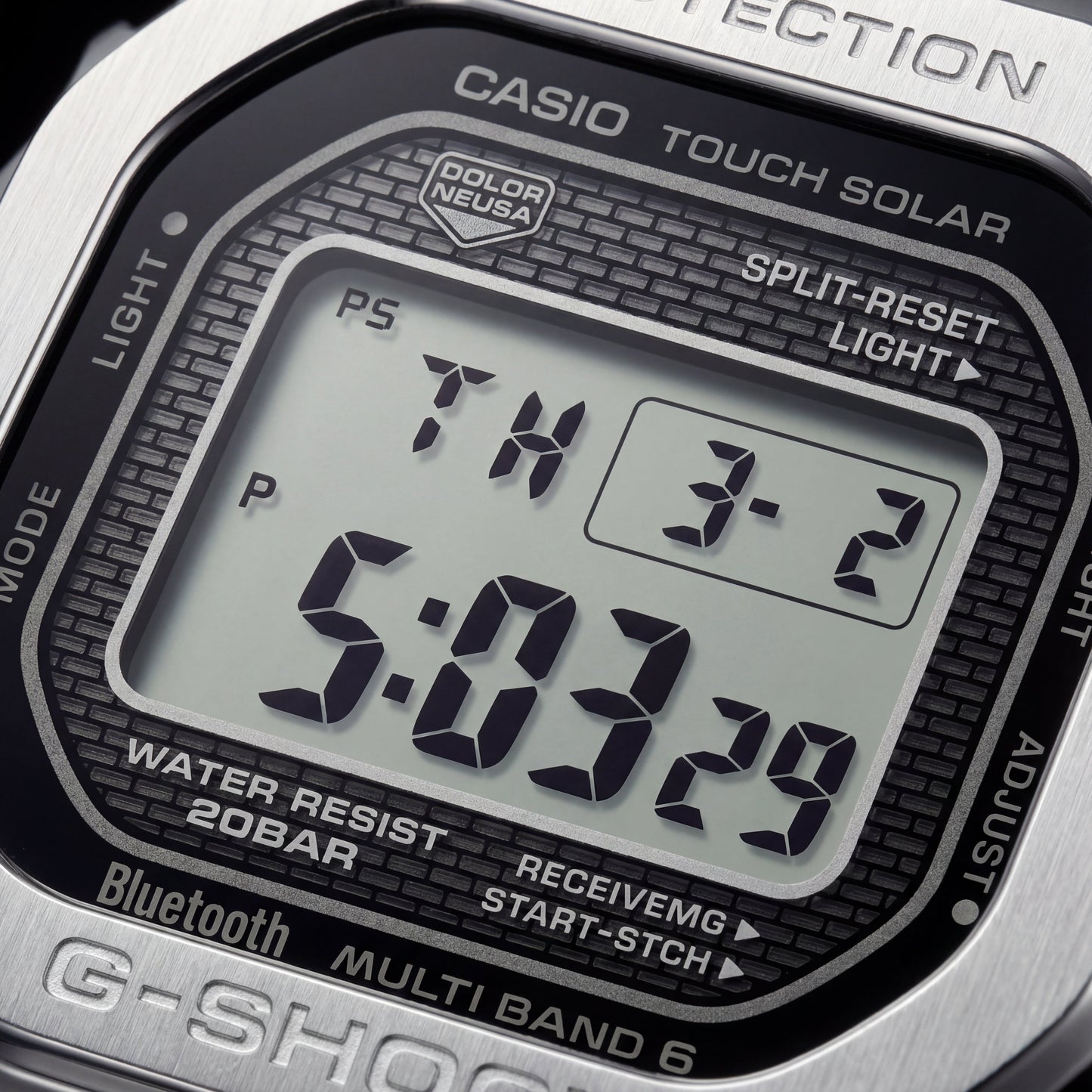 Silver Steel Square Digital Tough Men’s Watch