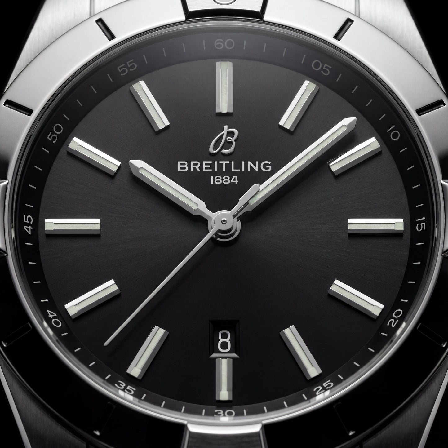 Silver Steel Black Dial Minimalist Men’s Watch
