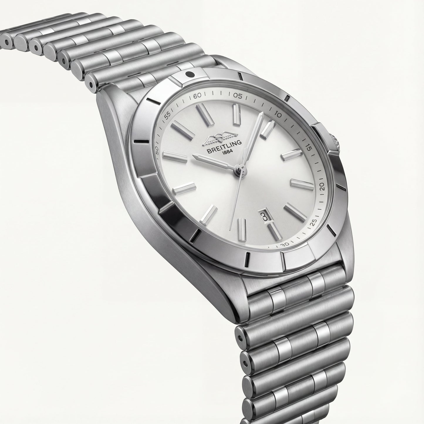 Silver White Sunray Dial Stainless Steel Luxury Men’s Watch