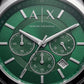 Centrix Emerald Green Silver Chronograph Watch