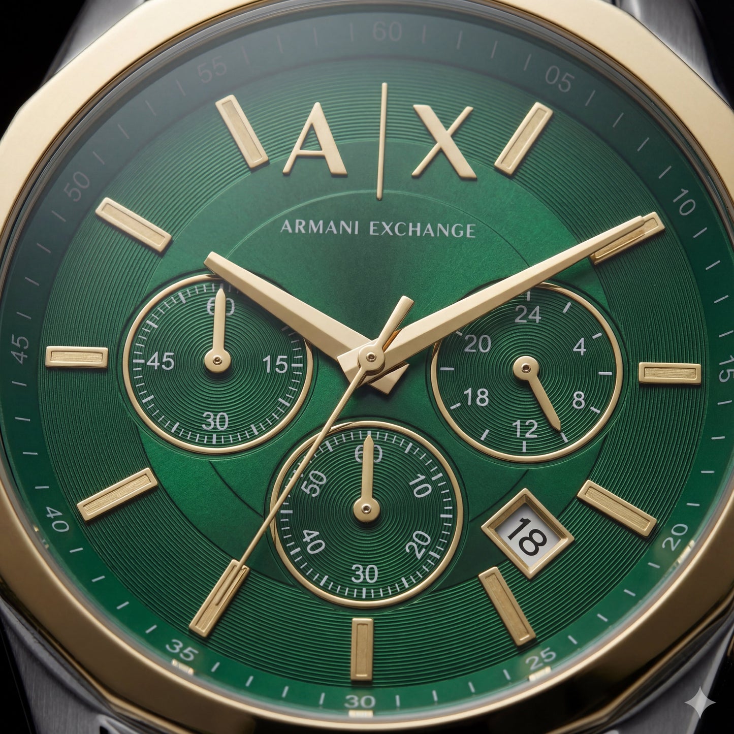 Centrix Emerald Green Two-Tone Chronograph Watch