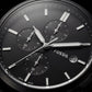 Matte Black Chronograph Leather Strap Men’s Watch