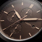 Vintage Brown Chronograph Black Dial Leather Strap Men’s Watch