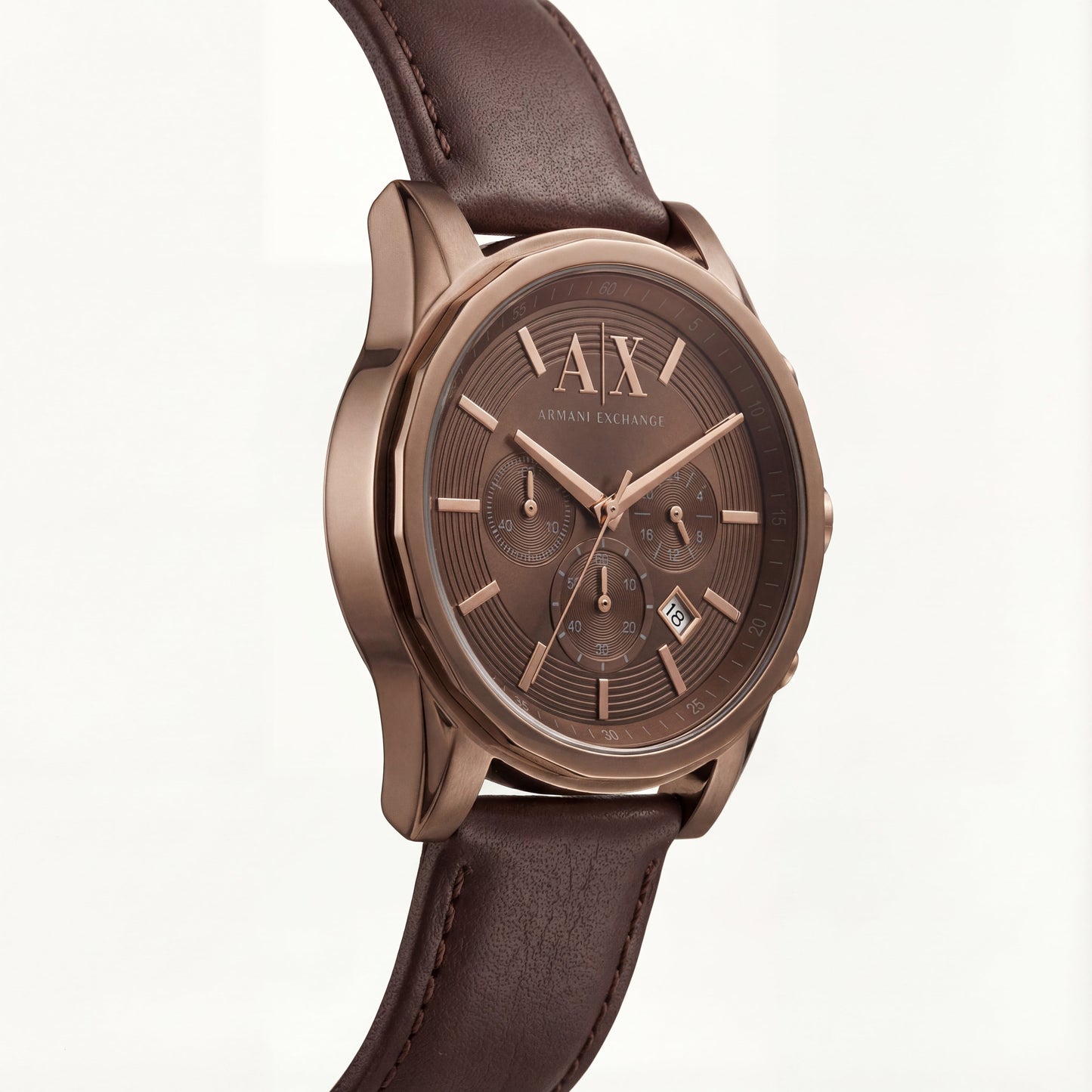 Centrix Mocha Brown Rose-Gold Chronograph Leather Watch