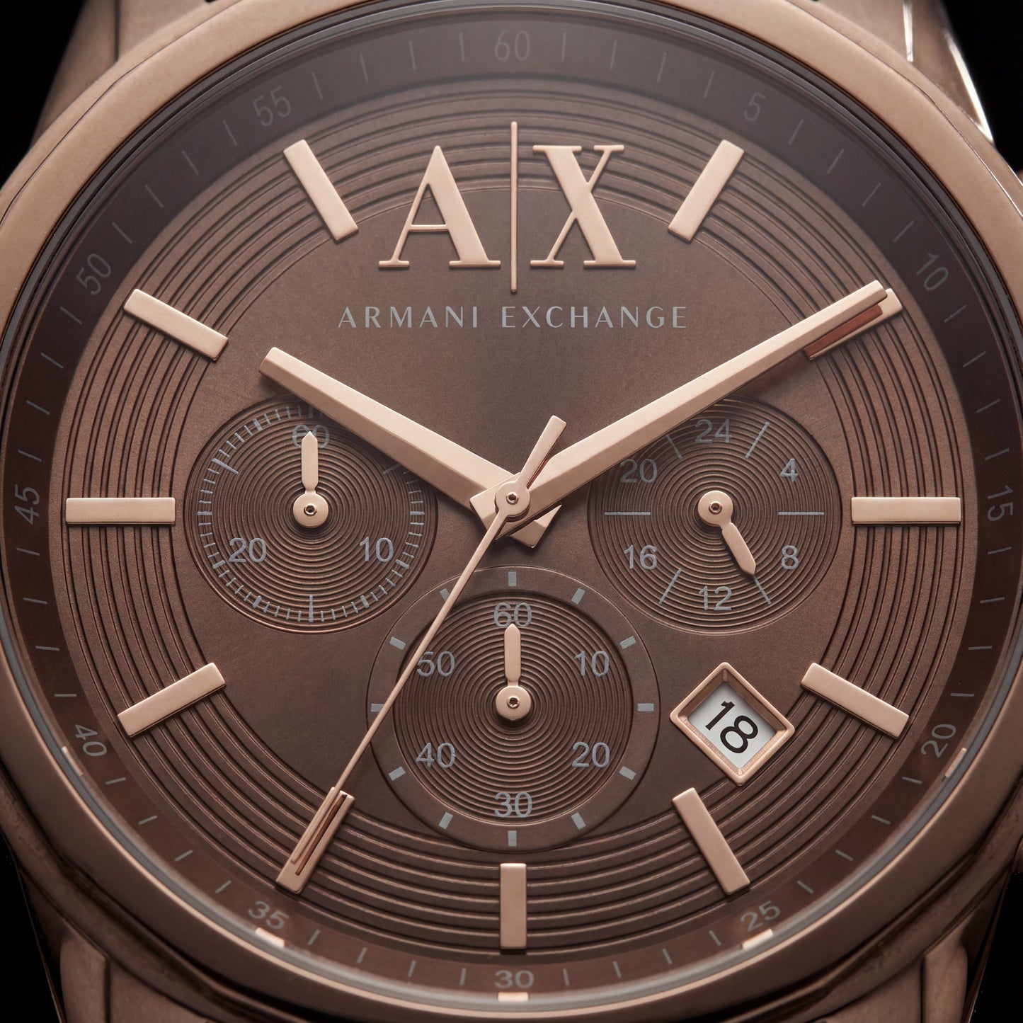Centrix Mocha Brown Rose-Gold Chronograph Leather Watch