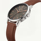 Classic Minimal Brown Dial Leather Strap Watch