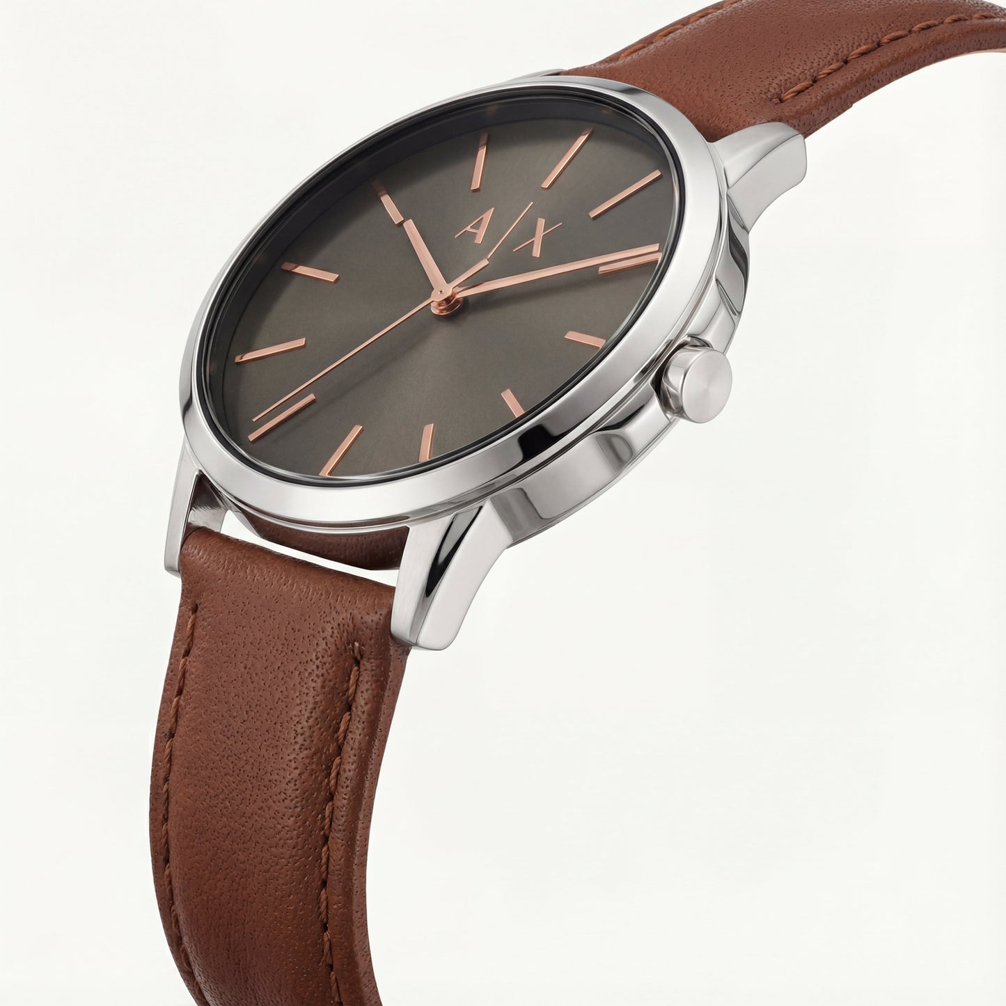 Classic Minimal Brown Dial Leather Strap Watch