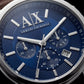 Centrix Midnight Blue Silver Chronograph Leather Watch