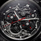 Matte Black Skeleton Chronograph Men’s Watch with Red Accents