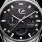 Steel Silver Industrial Chronograph Men’s Watch with Black Dial