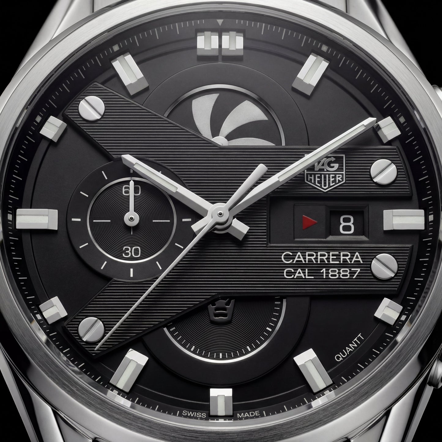 Steel Silver Industrial Chronograph Men’s Watch with Black Dial