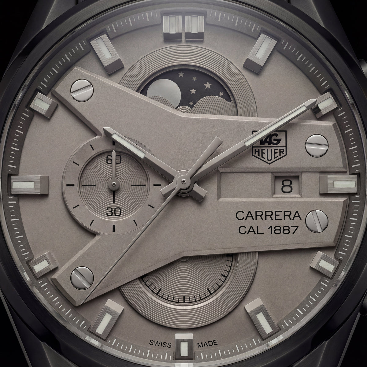 Matte Black Industrial Chronograph Men’s Watch with Grey Dial
