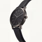 Midnight Black Minimal Leather Strap Watch