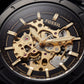 Luxury Skeleton Dial Black Stainless Steel Automatic Watch