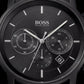 All-Black Chronograph Men’s Watch with Silicone Strap