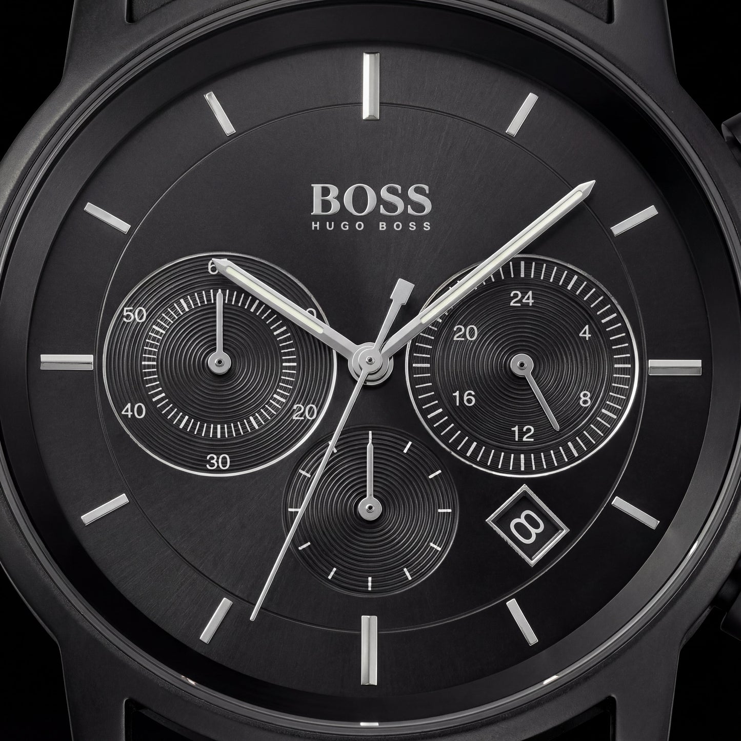 All-Black Chronograph Men’s Watch with Silicone Strap