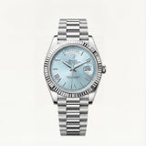 Ice Blue Fluted Steel Day-Date Watch