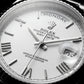 Classic White Dial Fluted Steel Day-Date Watch