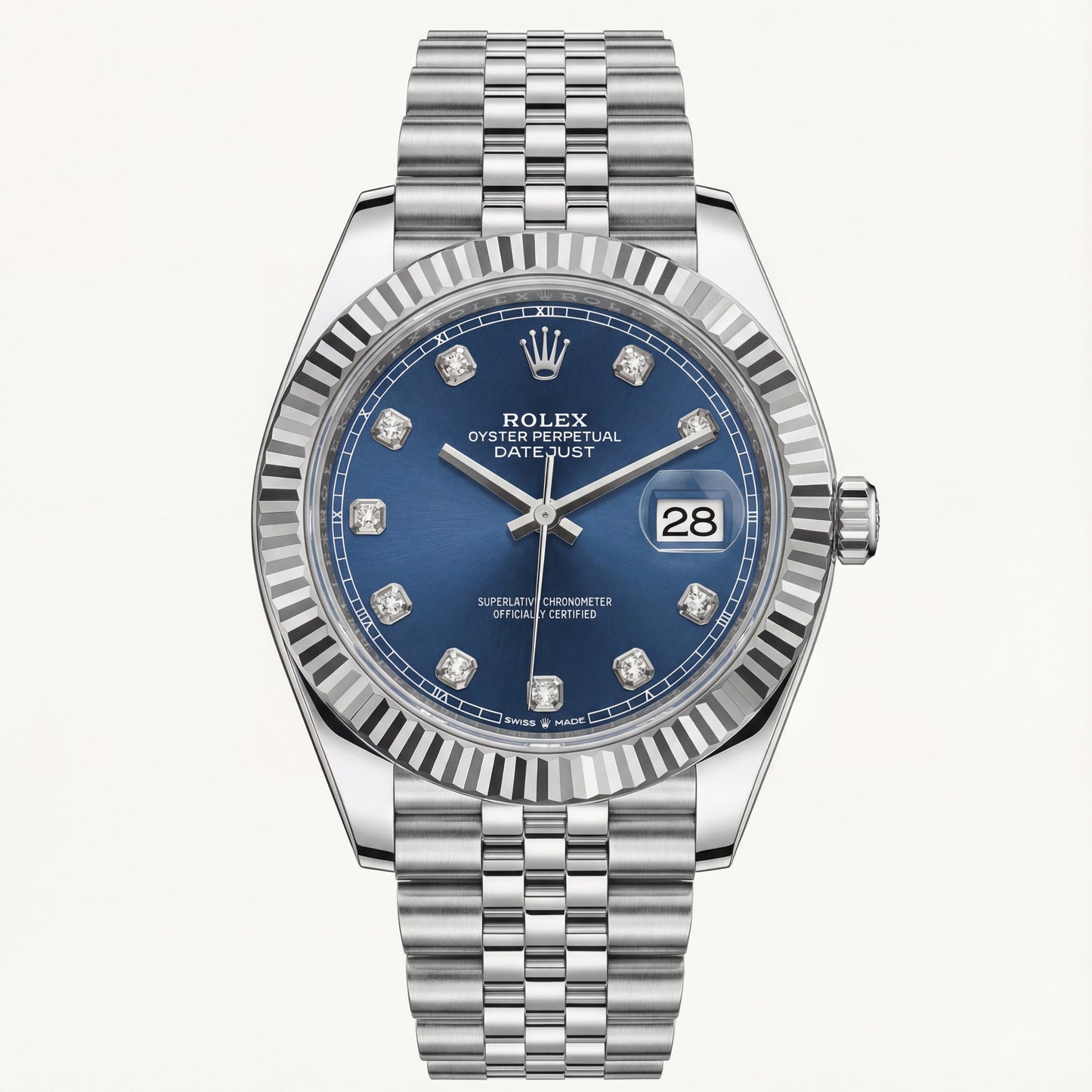 Navy Blue Diamond Dial  Steel Watch