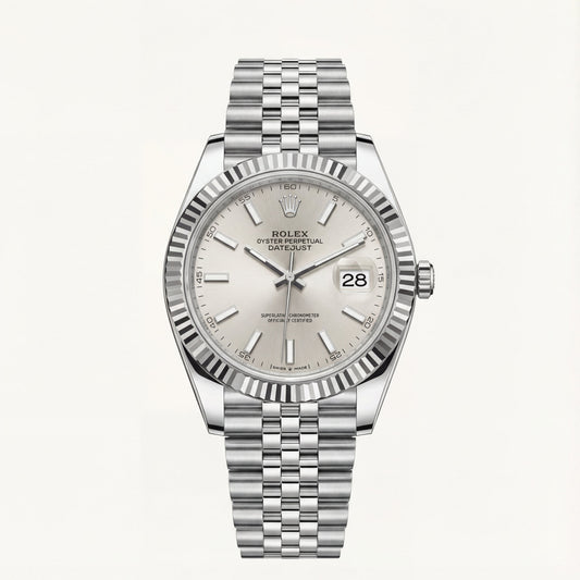 Platinum Silver Textured Dial Steel Watch