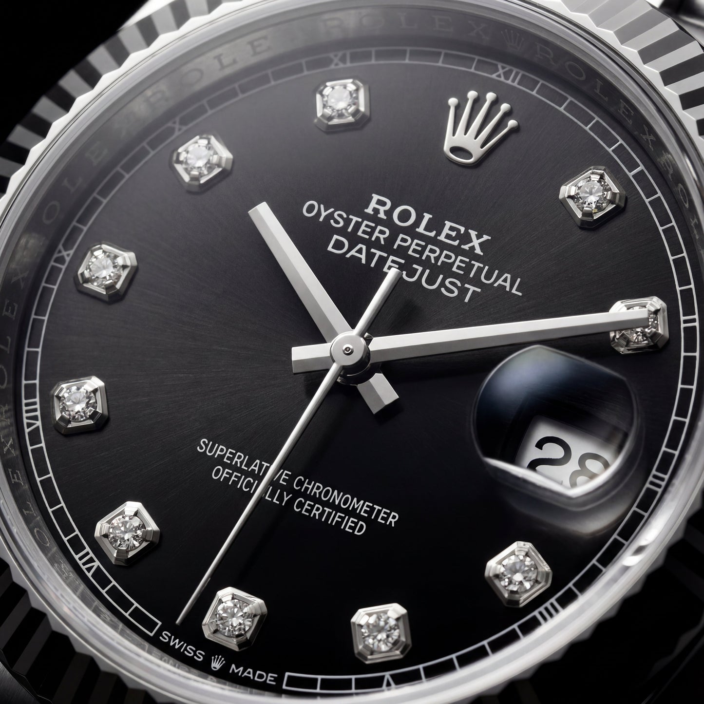 Onyx Black Diamond Dial Steel Watch